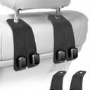 Car Hooks for Headrest, 2Pcs Seat Back Storage Hook Luxurious Leather 100% Metal Multifunctional Car Hanger & Holder for Heatrest, Seat, Bag, Purse (Black)