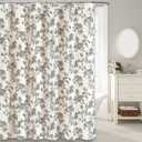 Black Shower Curtain Floral Cotton Linen Cottagecore Shower Curtain for Bathroom 72" W x 84" L