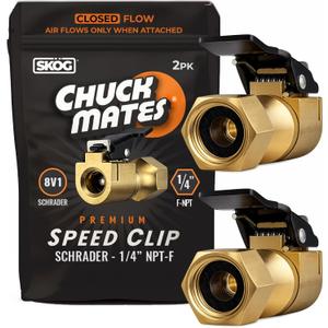 Chuck Mates Premium 1/4" NPT Quick-Connect Tire Inflator Chuck with SimpleSeal - Closed-Type (2 Pack)