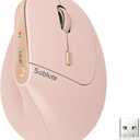 SABLUTE MAM3 Ergonomic Mouse, Rechargeable Wireless Vertical Mouse with 4 Adjustable DPI for Small/Medium Hands, Dual-Device Connectivity for Computer/PC/Laptop,Bluetooth Mouse for Window,Mac OS,Pink
