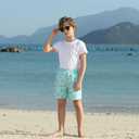 Cozople 7-16T Teen Boys Swim Trunks Quick Dry UPF 50+ Swimwear Bathing Suit for Big Boys Beach Swim Boards Shorts (Flamingo)