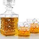 Whiskey Decanter for Men, Glass Liquor Decanter Set with 2 Whiskey Glasses, Decanter,Bourbon, Scotch, Brandy, Gift for Men, Ideal Home Bar Decor - 28oz