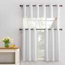 No. 918 Montego Casual Textured Semi-Sheer Grommet Kitchen Curtain Tier Pair, 56" x 24", White