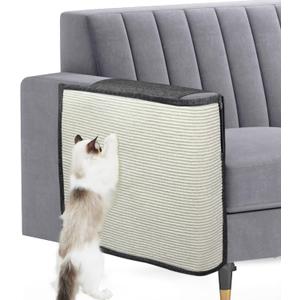 Upgraded Cat Scratch Furniture Couch Protector with 27.6L*19.6W Natural Sisal for Protecting Large Area Couch Sofa Chair,Couch Corner Cat Scratcher(Dark Grey/Right Handed)