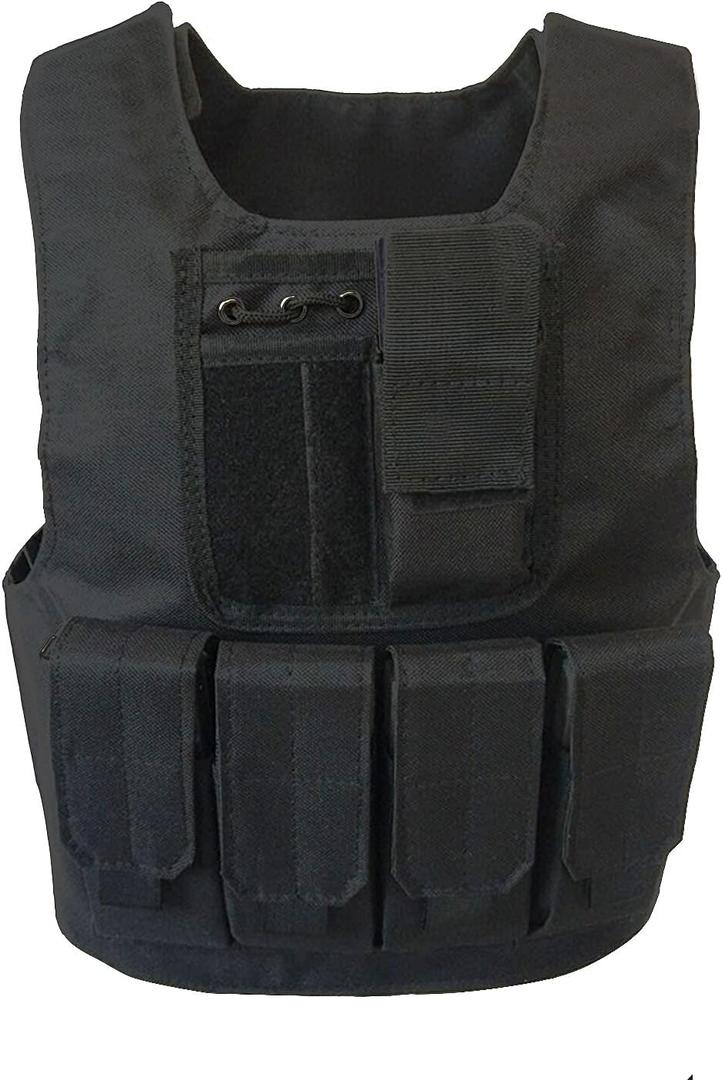 UNIVIVO Kids Tactical Vest Youth Army Costume for Boys Girls 8 10 12 14 Outdoor Airsoft Game (Black, M)