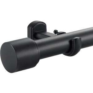 1 1/8 Inch Diameter Curtain Rods, 36-72 Telescoping Large Single Window Drapery Rod Heavy Duty With Adjustable Modern Brackets, Matte Black