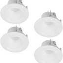Halo 4 in. White Integrated LED Recessed Ceiling Light Retrofit Trim at 3000K Soft White Low Glare Deep Baffle (4-Pack) RLD4069301EWHR-4PK