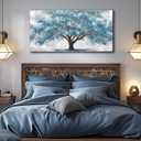 JuhaiArt Teal Wall Art Blue Wall Decoration for Living Room, 59"L x 29"W