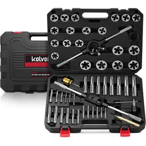 Kolvoii 52-Piece Large Metric Tap and Die Set, M6 to M24 Coarse and Fine Threads, Heavy-Duty GCr15 Steel Thread Repair & Rethreading Tool Kit for Internal & External Threads