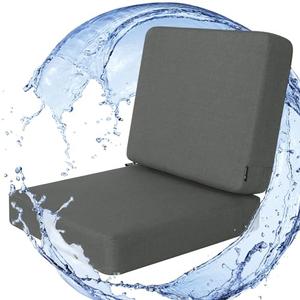 Favoyard Outdoor Deep Seat Cushion Set, 22 x 22 Inch Rainproof & 3-Year Fade Resistant Patio Furniture Cushions, Removable Seat Bottom & Back Cushion covers with Ties for Chair, Sofa, Couch, Dark Grey