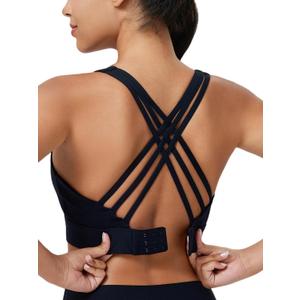 High Impact Sports Bra for Women High Support Molded Cups Strappy Womens Sports Bra for Workout,Training and Running (Small, Black)