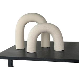 Defined Deco Ceramics Arch Decorative Objects,Neutral Home Decor for Shelves,Shelf Decor Aesthetic,Home Decorations for Living Room Decor, (2pc Set Arches)
