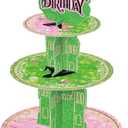 Baderke 3 Tier Pink and Green Cupcake Stand Witch Themed Happy Birthday Decoration Desert Tower Cake Stand with Topper Women Party Cupcake Display Holder Table Centerpiece Supplies