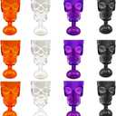 12 Pcs Halloween Skull Goblet 12 oz Plastic Gothic Wine Cups Halloween Mugs Party Table Decorations Skeleton Party Supplies for Wine, Juice, Bar