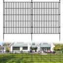 10 Panels No Dig Decorative Outdoor Garden Fence for Yard, 32 in(H) X 23.6 ft(L) Animal Barrier Fencing Rustproof Metal Wire Panel Border for Dog, Rabbits, and Patio Temporary Ground Stakes