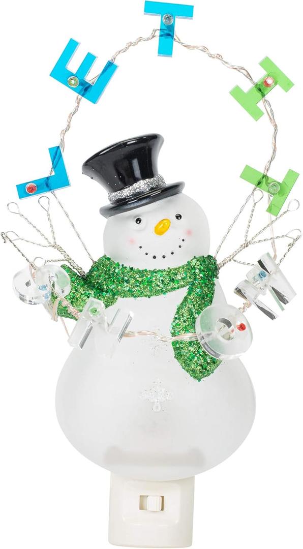 Let It Snow Snowman Flicker LED 8 Inch Plug-in Christmas Night Light