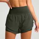 SANTINY Women's 2 in 1 Athletic Running Shorts with Pockets | 3", High Waisted, Built-in Liner, Exercise, Gym, Workout Shorts for Women (Gray, XXL)
