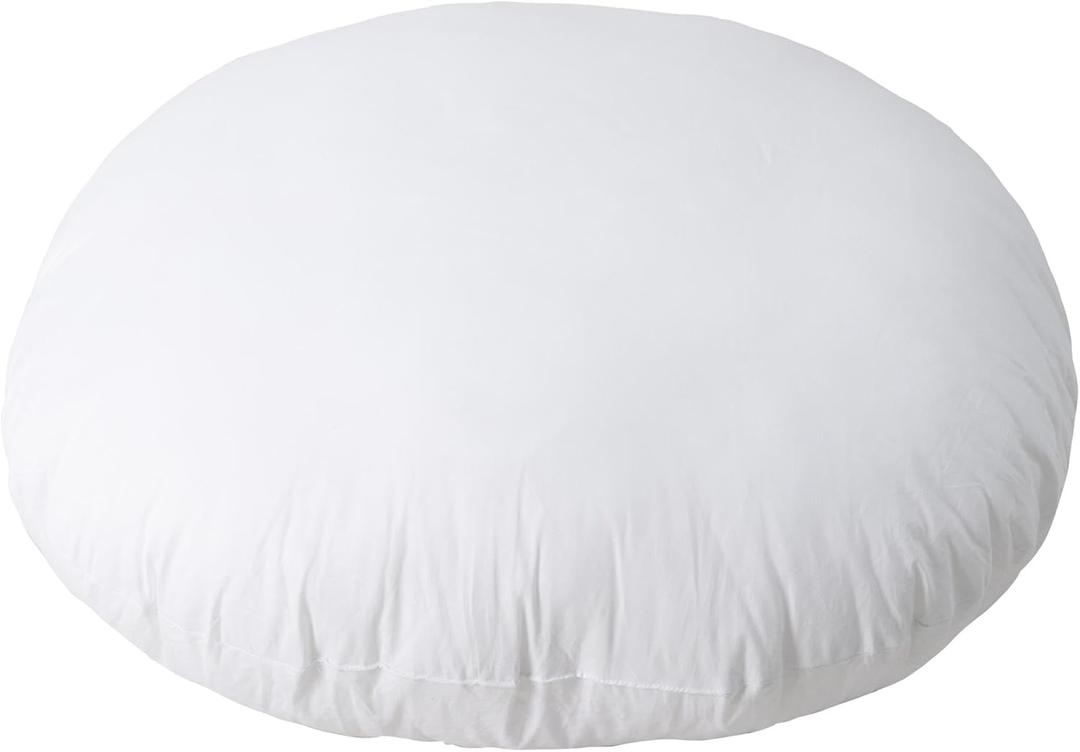 32 Inch Round Diameter Down Alternative Decorative Pillow Insert, Cotton Cover, White
