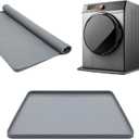27" Washer Tray for Floor Protection Raised Edge Rubber Mat for Under Washing Machine Rubber Tray for Washer Drain Pan Under Refrigerator Drip Pans, Foldable Non Slip Waterproof, Grey
