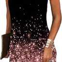 BIRW Women Summer Over The Knee Dress 2025 Casual Floral Halter Beach Vacation Sundresses with Pockets (X-Large, Black Pink Starry Sky)