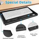TOOCUST Under Desk Keyboard Tray, 20" Wx11"D Sturdy Key Board Tray Under Desk Slide with Pen Tray, Desk Extender with Pen Holder,Black