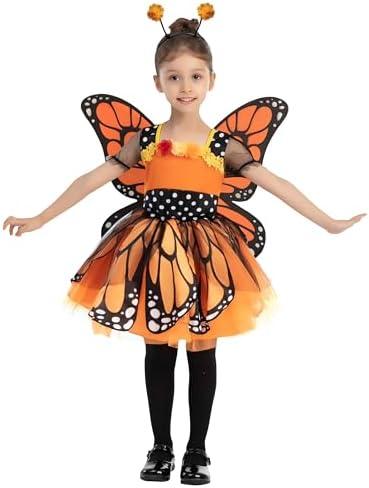Spooktacular Creations Child Girls Butterfly Costume, Toddlers Butterfly Outfit w/Wings Headband for Kids Halloween Parties, 3-4 Y