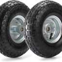 Yarlung 2 Pack Pneumatic Air Filled Tires, 10 Inch Tire Wheel for Hand Truck, 4.10/3.50-4" Heavy-Duty Replacement Wheels for Garden Cart, All Purpose Utility Cart, 2.25"Offset Hub, 5/8"Bearings