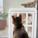 Dog Door for Sliding Door, Lockable Dog Screen Door with Magnetic Closure Easy Install Pet Door for Dogs Cats, Inner Flap 11.2 x 14.4 inches, White L