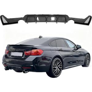 Rear Diffuser Compatible with 2014-2020 BMW 4 Series F32 F33 F36 M-Performance Style Rear Bumper Lower Lip Diffuser Double Exhaust One Outlet (Carbon Look)