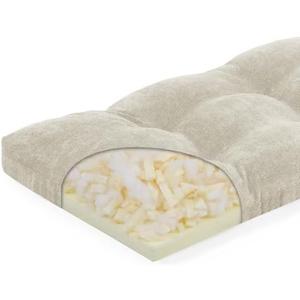 baibu 36 Inch Bench Cushion, Dual-Layer Patent Design Memory Foam Indoor Outdoor Rectangle Bench Seat Cushion, Non-Slip Standard Size Rectangle Seat Pad with Ties, 36x15x3Inch, Beige