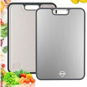 Stainless steel cutting board, 1 PCS Stainless steel cutting boards for Kitchen, Non Toxic, Double-Sided Food Grade Chopping Board for Outdoor Camping(16.7X13.5in)