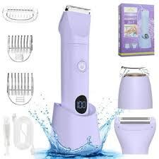 Bikini Trimmer for Women - Painless Waterproof Electric Razor Remover Foil Shaver for Leg, Body, Armpit & Facial Hair, Cordless with Ceramic Blade,USB Charging Dock, Travel Size, Gifts for Her, Purple
