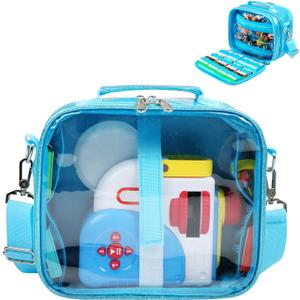 Covkev Carrying Case Compatible with Little Tikes Story Dream Machine Starter Set, Large Portable Storage Bag with 12 Elastic Straps for Storybooks, Audio Play Characters, Projector Blue (Case Only)