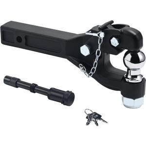 Jextra Pintle Hitch 15 ton with 2 Inch Hitch Ball Suitable for 2 Inch Pintle Hitch Receiver and Hitch Receiver Pin Lock Black Powder Coat 33000LB
