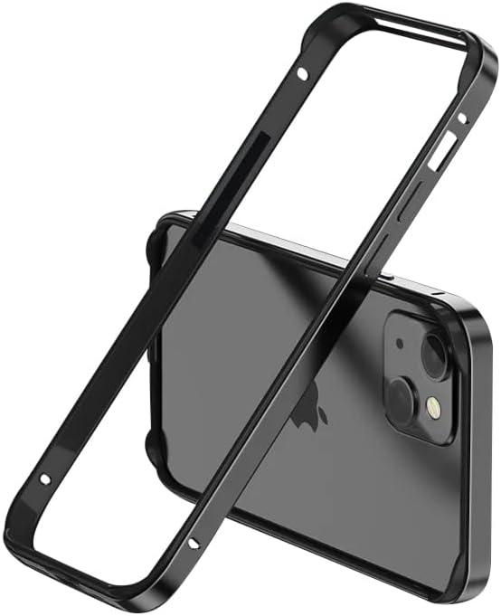 Frameless Series Designed for iPhone Case, Minimalist Protective Shock Absorption, Hybrid Silicone Aluminum Metal Frame, Inlays Easy Fit Shockproof Bumper Cover (Black, iPhone 13 Pro Max)