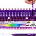 THINK2MASTER [24 Pens - Purple Ink] Think2 0.7mm CGI Retractable Gel Pens. (24 Purple) Medium Point Rollerball Pens with Smooth Quick Drying Ink.