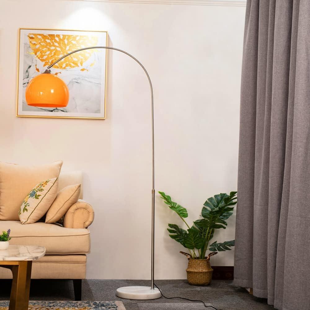 Nordic Simple Floor Lamp with Orange Acrylic Shade, Arc Reading Lamp for Living Room, Study Room&Bedroom Beside,Creative Orange Standing Lamps for Ambient Lighting