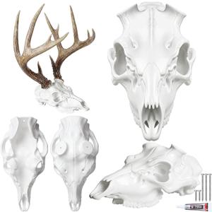 SiliFine Antler Mounting Kit European Mount Skull Hanger Deer Skull Mount Kit White 3D Modeled Replica Antler Compatible with Harvested and Shed Antlers Wall for Home Winter Decoration Gifts (1 Pack)