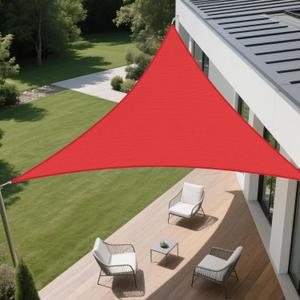 12' x 12' x 17' Red Triangle Shade Sail Awning for Outdoor Patio, Garden and Backyard Sun Protection Awnings