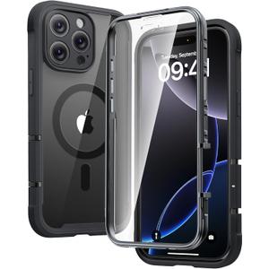 Diaclara Magnetic Designed for iPhone 16 Pro Case, Full Body Rugged with Touch Sensitive Anti-Scratch Screen Protector, Compatible with MagSafe, Soft Bumper Case for iPhone 16 Pro 6.3'', Black