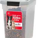 IRIS USA Airtight Dog Food Storage Container, WeatherPro, Up to 10 lbs, for Dog Cat Bird and Other Pet Food Storage Bin, Keep Fresh, Translucent Body, Made in USA, Clear/Gray