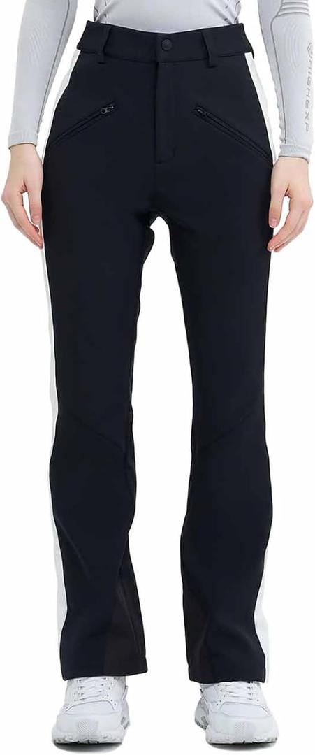 Ski Pants for Women Snow Fleece Lined Snowboard Soft Shell Slim Fit Fitted Waterproof Windproof Warm (Large, Black)