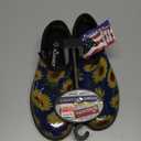 Sloggers Original Waterproof Rain and Garden Shoe for Women Outdoor Slip-On Garden Clog - Made in The USA with Premium Comfort Insole and Arch Support (10, Sunflower Print Blue)
