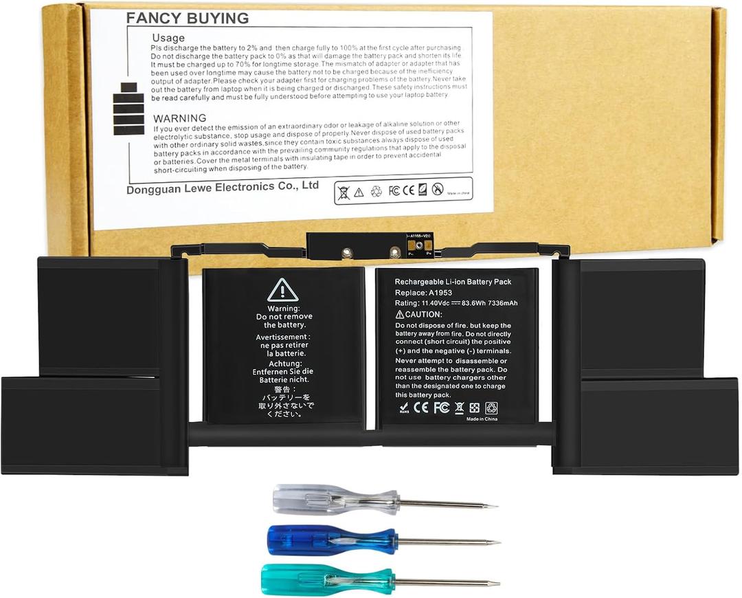 A1953 Laptop Battery for MacBook Pro A1990 (Mid 2018 2019 ) MacBook Pro 15" EMC 3215 EMC 3359 BTO/CTO MV902LL/A MV912LL/A MV922LL/A MV932LL/A MV942LL/A MV952LL/A MR962LL/A MV962LL/A MV972LL/A MV902B/A