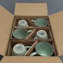 AmorArc 12oz Coffee Mugs, Ceramic Coffee Mugs set of 6 for Man, Woman, Dad, Mom, Modern Coffee Mugs with handle for Latte/Cappuccino/Milk/Cocoa. Dishwasher&Microwave Safe, Jade Green