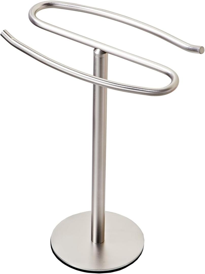 Brushed Nickel Hand Towel Holder Stand,13 Inch Free-Standing Towel Rack, SUS304 Stainless Steel Towel Bar Rack Stand, Tower Bar for Bathroom Kitchen Vanity Countertop…