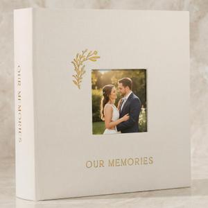 Beautiful Linen Wedding Photo Album For 4x6 Pictures - Safely Holds Up To 200 Photos of Unique Wedding Memories - Perfect Large Photo Book To Store All Pictures of Treasured Family or Baby Moments (Beige)