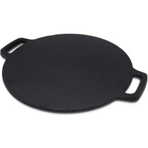 12.6-Inch Cast Iron Roti Tawa, Double Handled Cast Iron Crepe Pan for Dosa, Tortillas