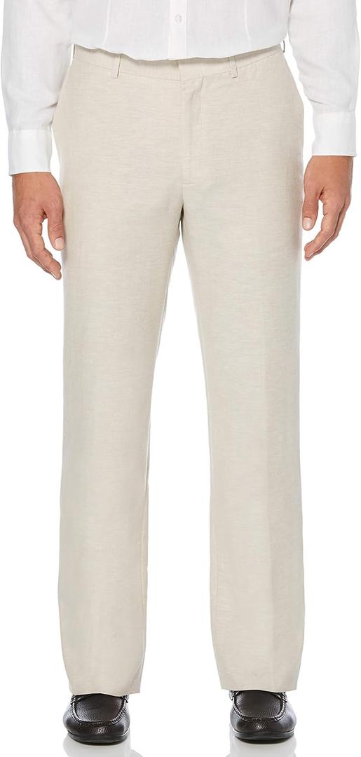 Cubavera Men's Flat Front Linen Blend Dress Pant (Waist Size 30 - 54 Big & Tall) (32W x 32L, Khaki)