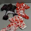 Weewooday 3 Piece Dog Pajamas Dog Bodysuit & Jumpsuit Set, Heart Pattern Puppy Clothes for Puppy & Cat(M(fit 5.5-7.7lbs))